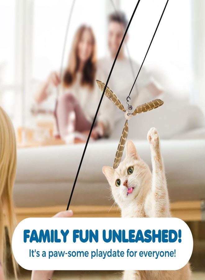 SunGrow Brown Feather Wand, Interactive Indoor Cat Toy with 1 Fishing Pole (34”) and 3 Feather Teasers (7”), Flexible Rod, Feline Fitness and Entertainment, 1 Set Per Pack - Image 3