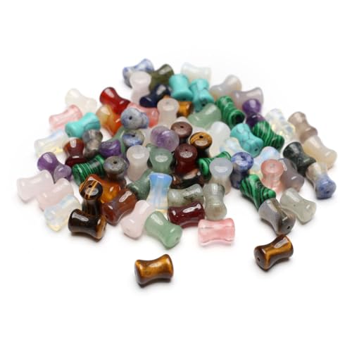 LE SKY 40 Pcs Healing Loose Beads Bamboo Jiont Shape Natural Necklace Stone Pendants Crystal Charms for Jewelry Making DIY Craft - Image 1