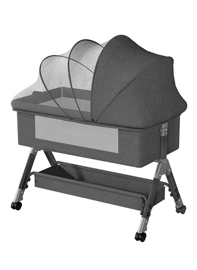 Generic - Baby Bedside Crib,Baby Bassinet Sleeper for Newborn Infant,Baby Cradle with Storage Basket Lockable Wheels Adjustable Height,Beside Baby Bed，Dark Grey - Image 1