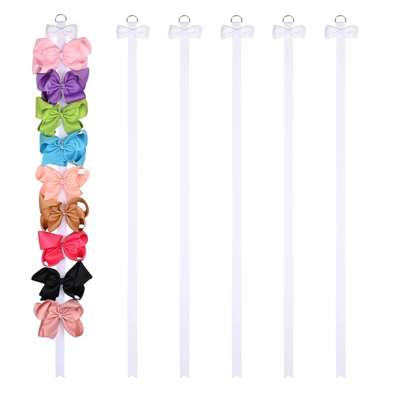DEEKA 6 PCS 40" Long Bow Holders for Girls Clip Hair Bows Organizer - White - Image 1