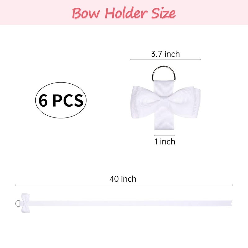 DEEKA 6 PCS 40" Long Bow Holders for Girls Clip Hair Bows Organizer - White - Image 2