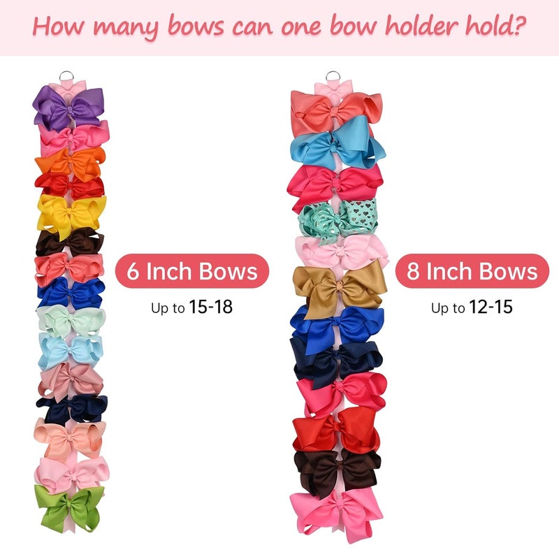 DEEKA 6 PCS 40" Long Bow Holders for Girls Clip Hair Bows Organizer - White - Image 3