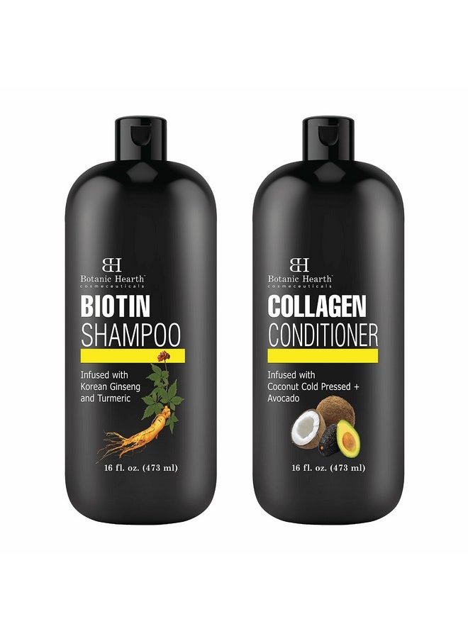 Botanic Hearth Otanic Hearth Biotin Shampoo And Conditioner With Collagen Fights Hair Loss & Thinning With Korean Ginseng & Turmeric Conditioner Promotes Hair Growth With Avocado And Coconut 16 Fl Oz X 2  - Image 1
