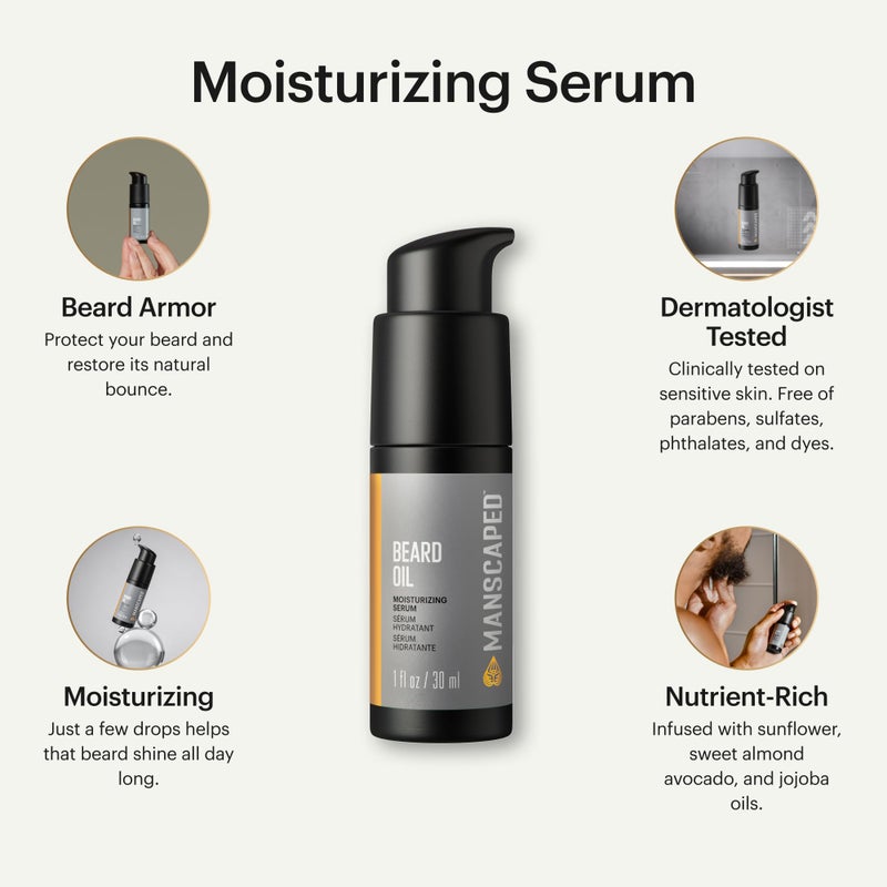 MANSCAPEDÂ® Beard Oil, Moisturizing Serum with Jojoba Seed, Sunflower, Sweet Almond Oils for a Nourishing, Hydrating Shine, (1 fl oz) 1-Pack - Image 2
