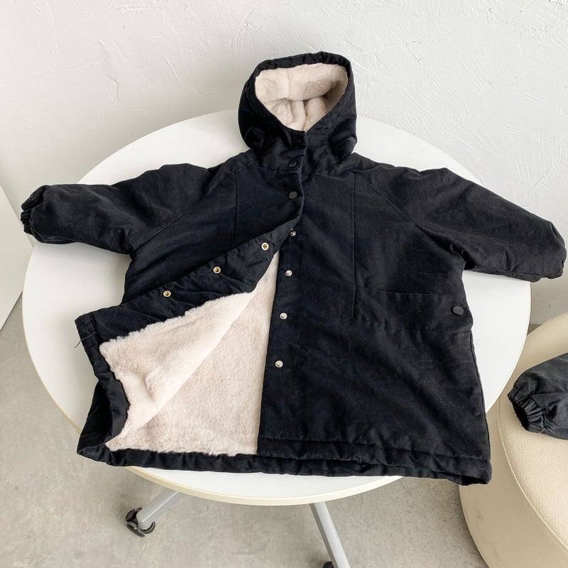 Kids Hooded Cotton Jacket Autumn Winter D60323 Black 
