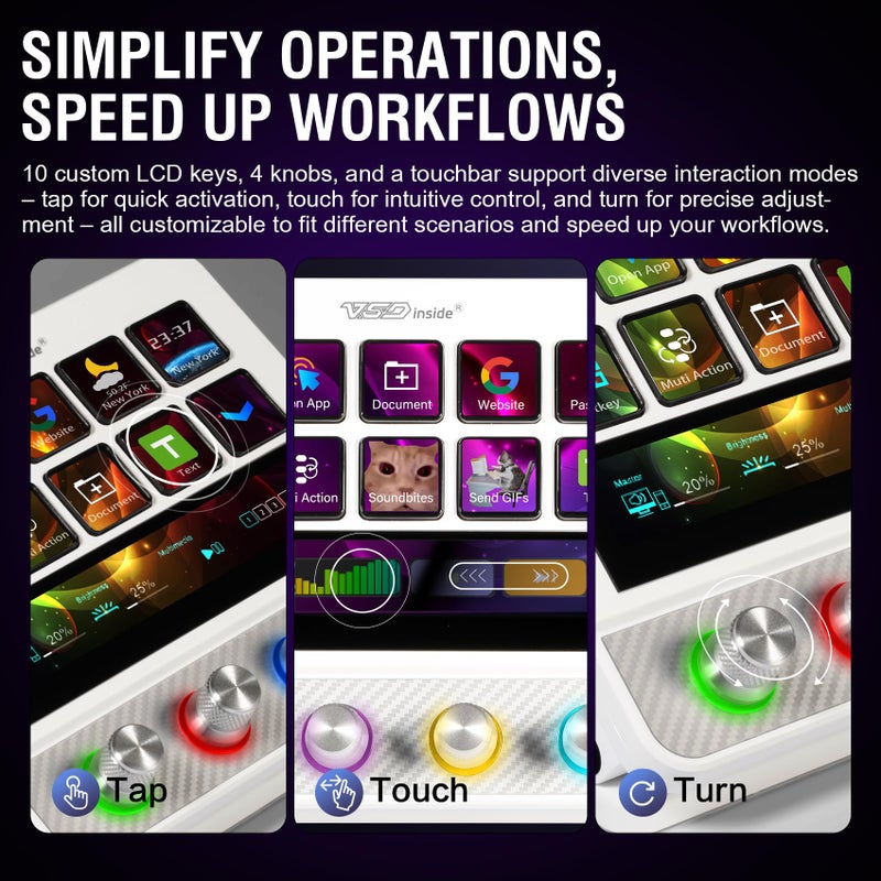 VSDINSIDE Macro Pad, Streaming Deck Stream Controller Soundboard Keypad, Programmable Keys USB Shortcut Keyboard for Gamer Streamer, Audio Mixer for OBS, YouTube, Office Desk Setup, PC, Mac - Image 5