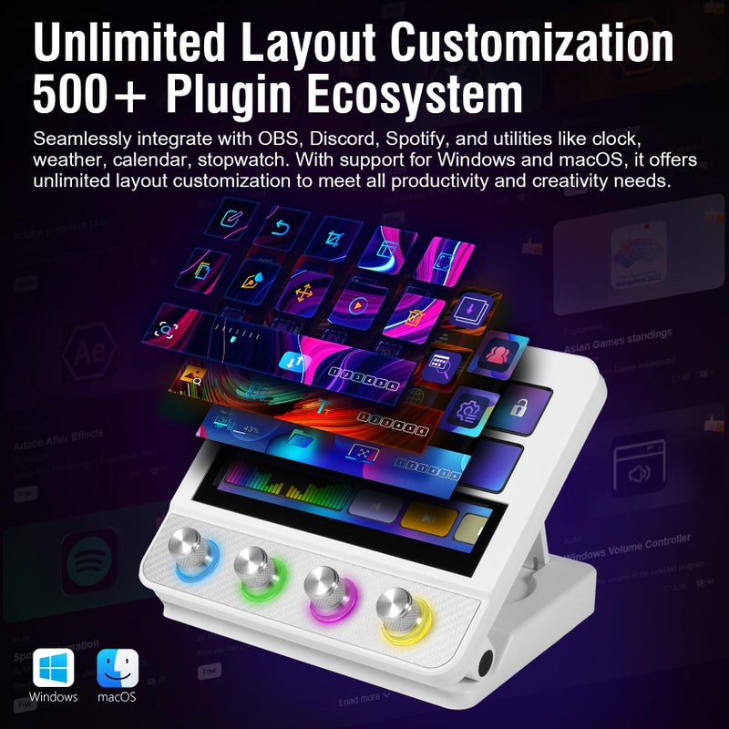 VSDINSIDE Macro Pad, Streaming Deck Stream Controller Soundboard Keypad, Programmable Keys USB Shortcut Keyboard for Gamer Streamer, Audio Mixer for OBS, YouTube, Office Desk Setup, PC, Mac - Image 4