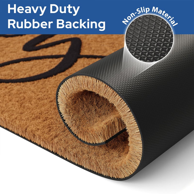 Barnyard Designs Natural Coco Coir Heavy Duty Backing Doormat - Large Cute Non-Slip Front Door Welcome Mat for Outside Entrance or Porch Entry, Brown (17x 30, Y'all) - Image 4