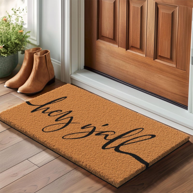 Barnyard Designs Natural Coco Coir Heavy Duty Backing Doormat - Large Cute Non-Slip Front Door Welcome Mat for Outside Entrance or Porch Entry, Brown (17x 30, Y'all) - Image 2