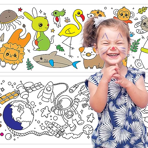 KolorFish Coloring Re-Stick Drawing Paper Roll for Kids, 118X12 Inch Large Coloring Poster for Toddlers, Art Paper Crafts Gift for Class Home Birthday Party (Cute Animal, 3 Meters) - Image 4