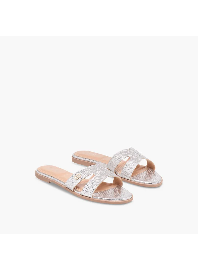 سيليست Women's Monogram Emobossed Slip-On Flat Sandals