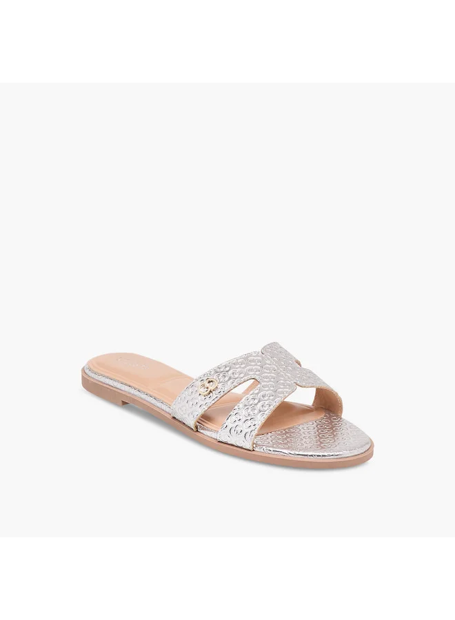 سيليست Women's Monogram Emobossed Slip-On Flat Sandals
