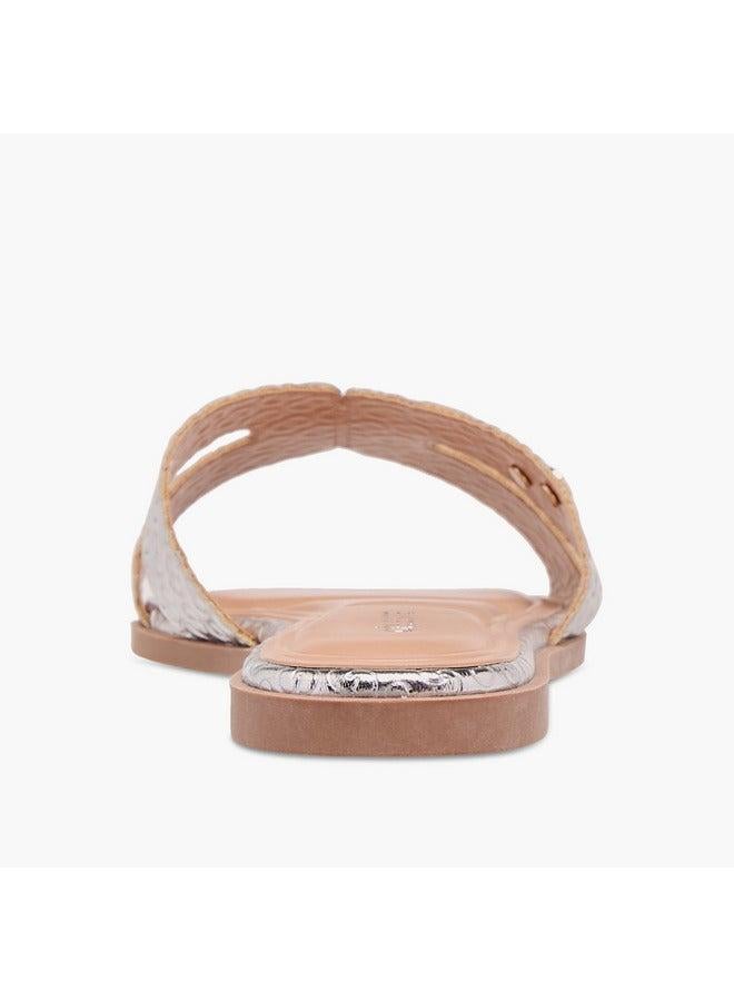 سيليست صنادل نسائية مسطحة سهلة الارتداء بنقش المونوغرام - Image 5