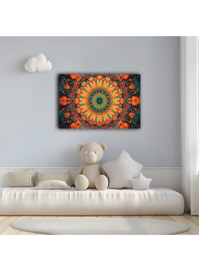 Home Gallery Colorful Flower Design With Green Center Printed On Canvas Wall Art - Image 2