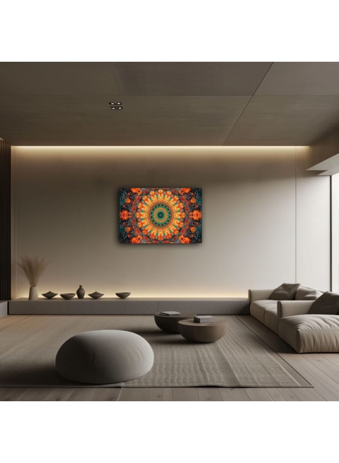 Home Gallery Colorful Flower Design With Green Center Printed On Canvas Wall Art - Image 5