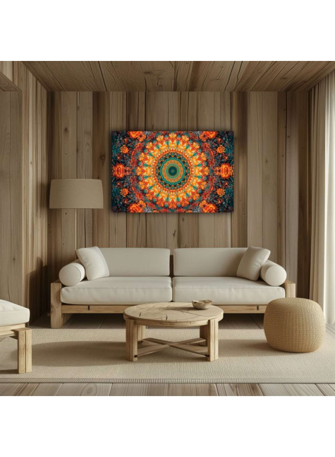 Home Gallery Colorful Flower Design With Green Center Printed On Canvas Wall Art - Image 4