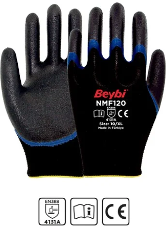 بيبي NMF120 10 Size 12 Micro Foam 1-2 Nitrile Coated Polyester Knitted Gloves