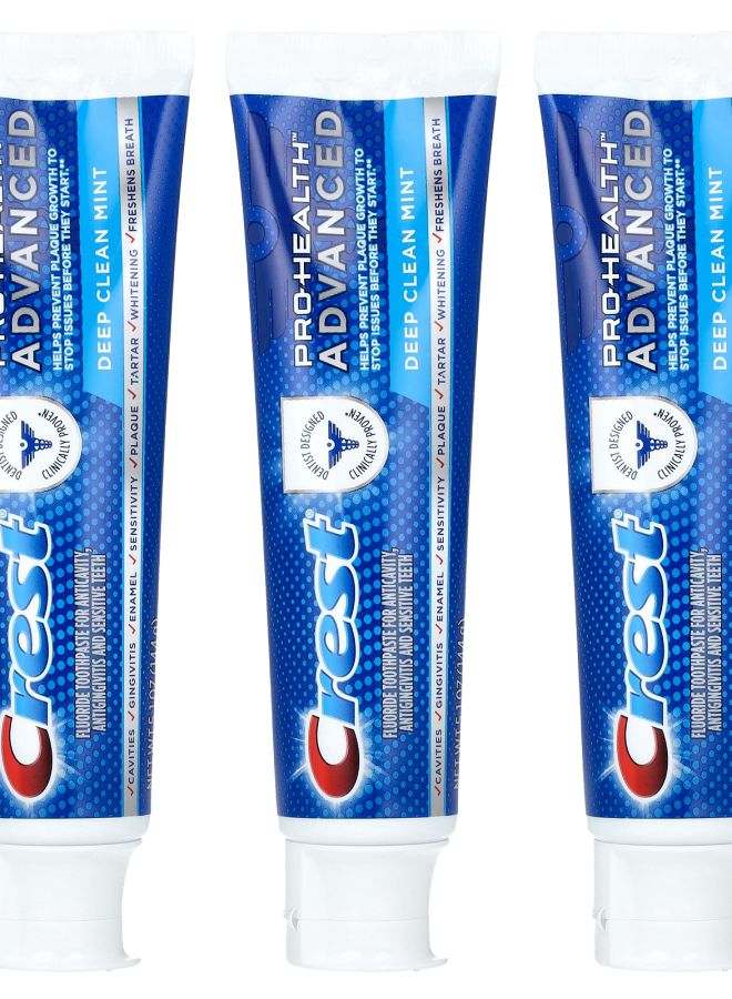 Crest Pro-Health Advanced Fluoride Toothpaste Deep Clean Mint 3 Pack 5.1 oz (144 g) Each