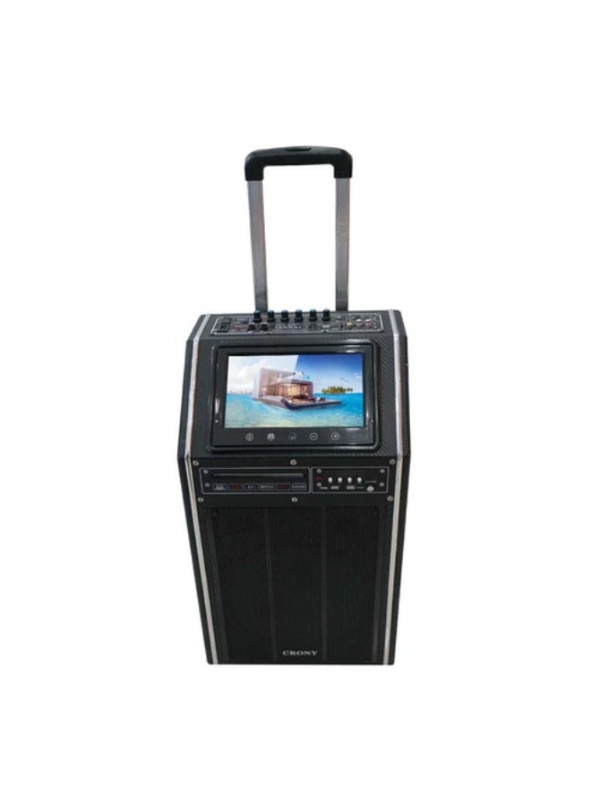 كروني مكبر صوت كروني A109dpi سكوير دانس - نظام صوتي محمول بقوة 300 واط مع شاشة مقاس 12 بوصة، وميكروفون لاسلكي، وتشغيل فيديو، ورافعة يدوية للأنشطة الخارجية - Image 1