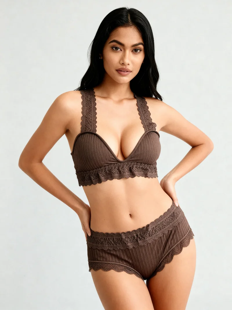 ليس اند مي  Sexy Lace Lingerie Set for Women – Designer Bra & Matching Panty | Romantic Intimates Wear