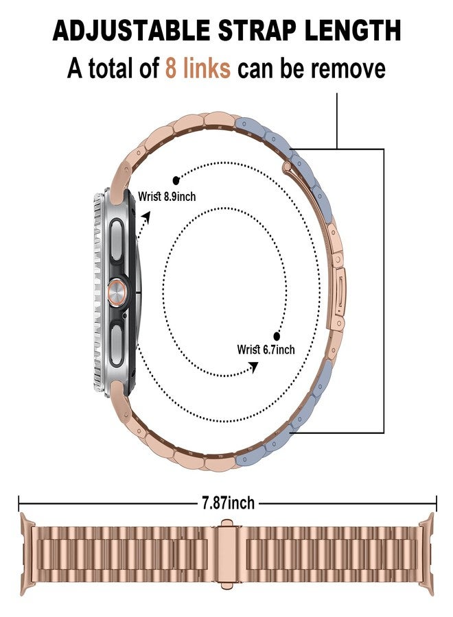 Suphart Metal Strap Compatible with Samsung Galaxy Watch 7 6 5 4 FE Strap 44 mm 40 mm, No Gap Replacement Straps for Galaxy Watch 6 Classic 47 mm 43 mm/5 Pro 45 mm, Rose Gold - Image 2