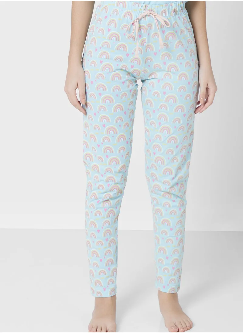 Ginger Printed T-Shirt And Pyjama Set
