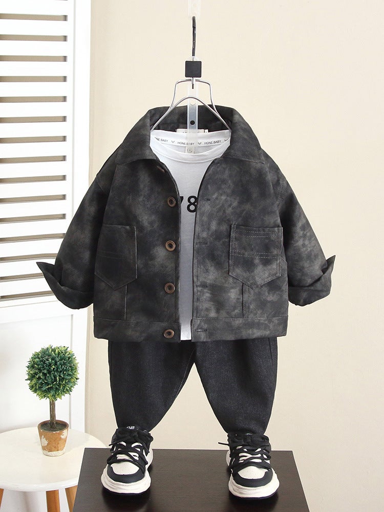 6352 Boys' Autumn Korean Style Leather Jacket Children'S Leather Coat Fashionable Streetwear For Babies - Image 3