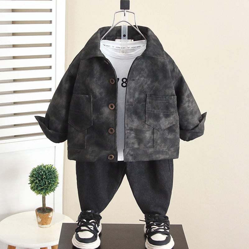 6352 Boys' Autumn Korean Style Leather Jacket Children'S Leather Coat Fashionable Streetwear For Babies - Image 1