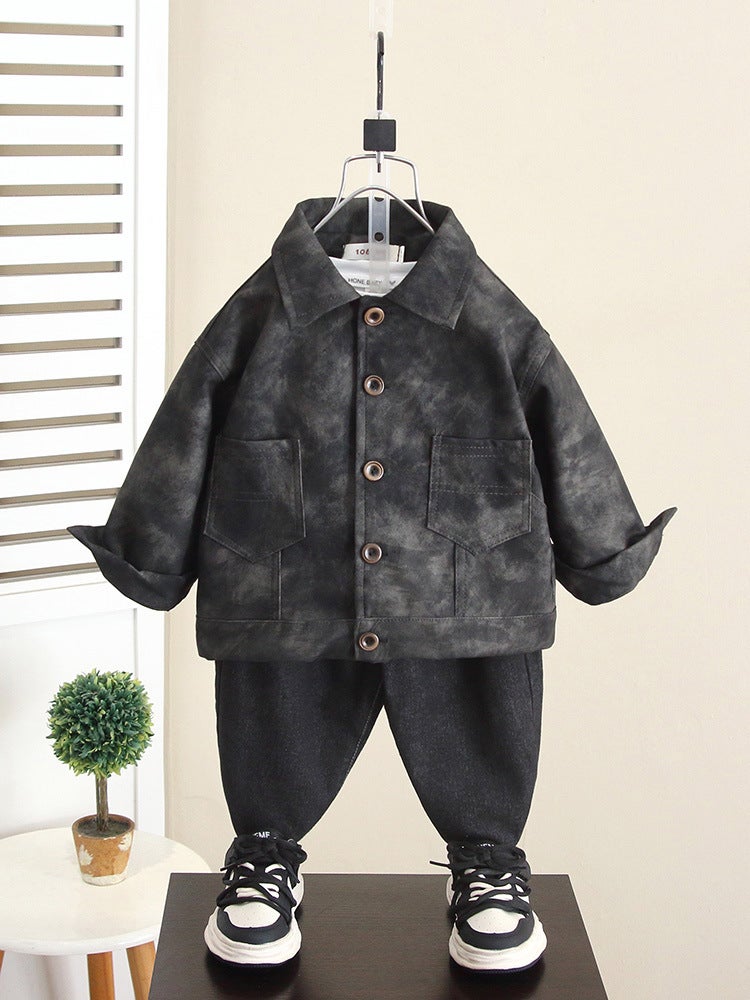 6352 Boys' Autumn Korean Style Leather Jacket Children'S Leather Coat Fashionable Streetwear For Babies - Image 5