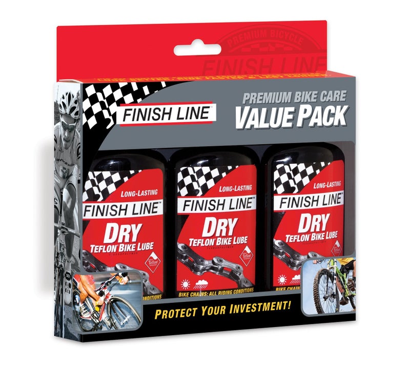 Finish Line Dry Bike Lubricant with Teflon Squeeze Bottle 4oz (set of 3), 4 Ounce Value Pack - Image 1