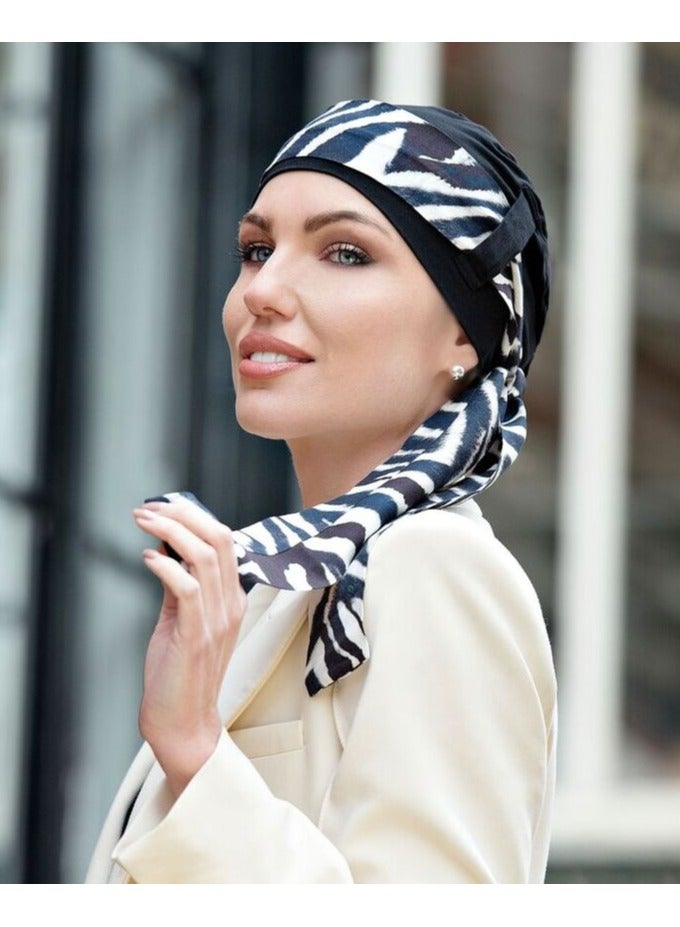 Rung Yanna Black Stampa Zebra Style Luxury Silk Scarf for Ladies - Image 3