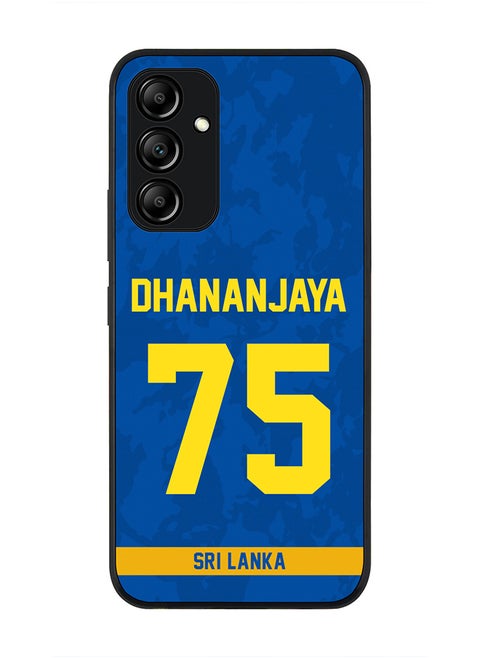 Rugged Black Edge Case for Samsung Galaxy A34 5G, Slim fit Soft Case Flexible thin Cover - Player Name - Dhananjaya de Silva, Jersey Number- 75