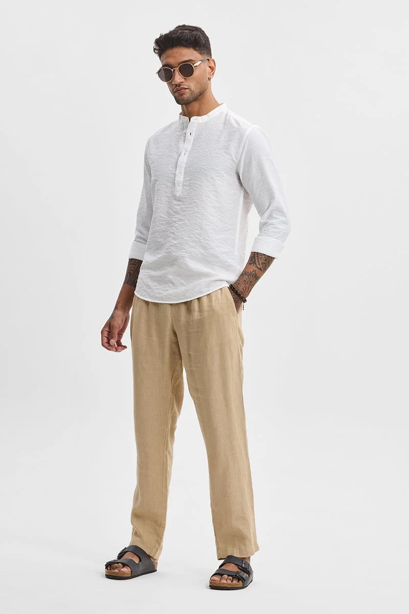 SNITCH White Self-Design Slim Fit Kurta