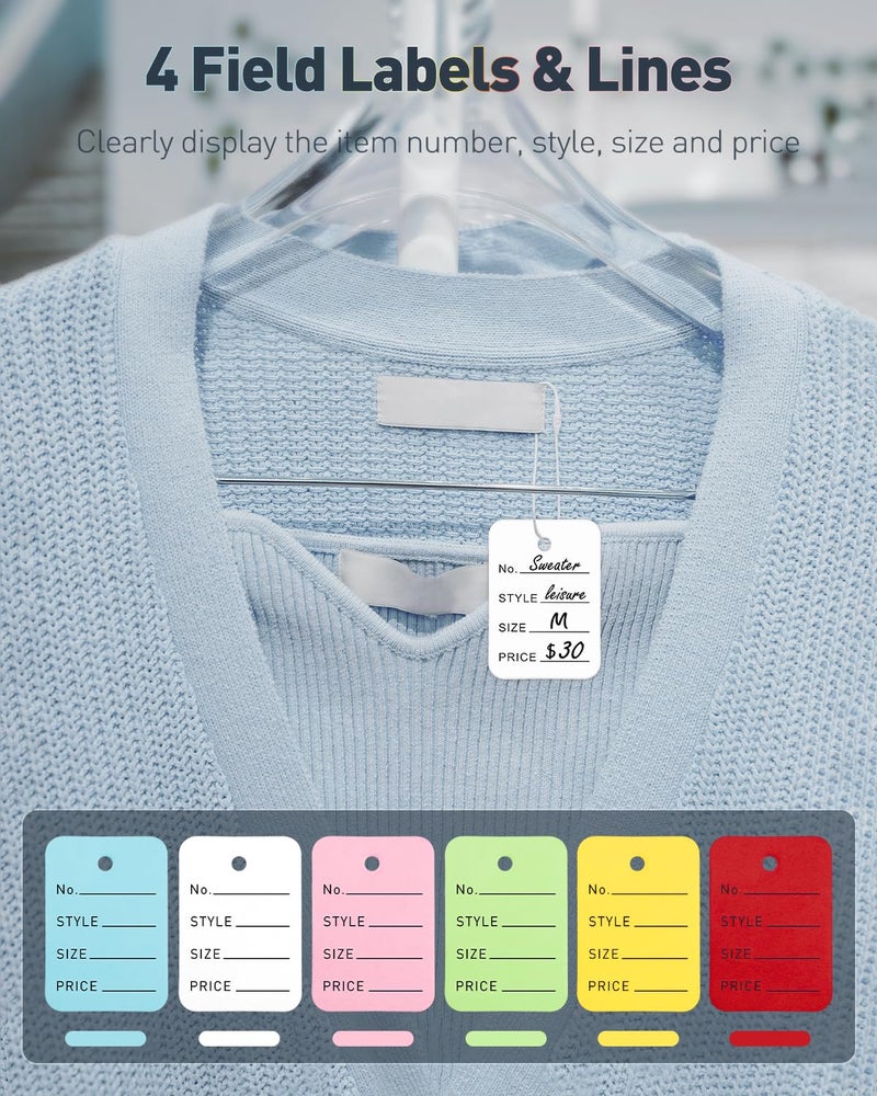 Uniclife 900 Pcs Unstrung Price Tags for Clothes Writable Colored Clothing Tag Without String Small Paper Tags for Pricing Hang Tag Labels for Retail Jewelry Merchandise, 2" x 1 2/5" - Image 2