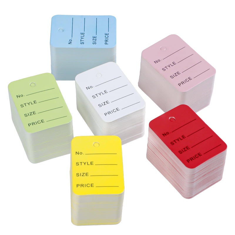 Uniclife 900 Pcs Unstrung Price Tags for Clothes Writable Colored Clothing Tag Without String Small Paper Tags for Pricing Hang Tag Labels for Retail Jewelry Merchandise, 2" x 1 2/5" - Image 1