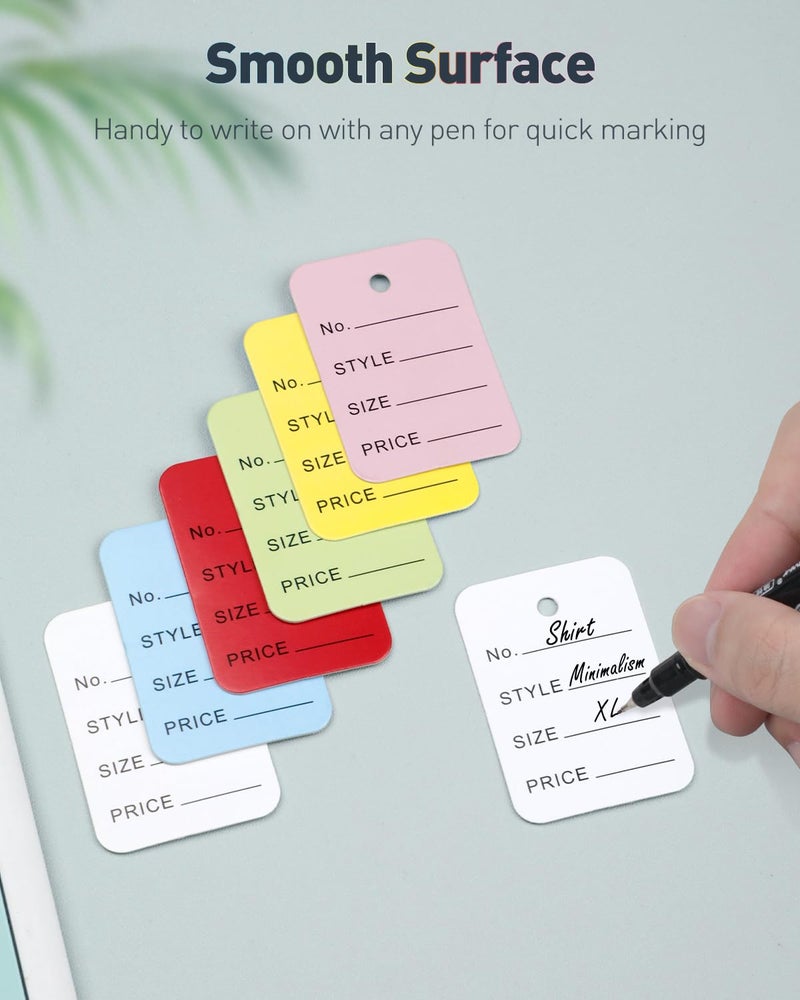 Uniclife 900 Pcs Unstrung Price Tags for Clothes Writable Colored Clothing Tag Without String Small Paper Tags for Pricing Hang Tag Labels for Retail Jewelry Merchandise, 2" x 1 2/5" - Image 4