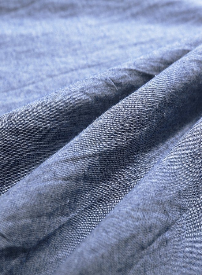Evolive 100% Cotton Pre-Washed Melange Blue Body Pillow Cover/Case 21"x 54" with Zipper Closure (Blue, 21"x54") - Image 4
