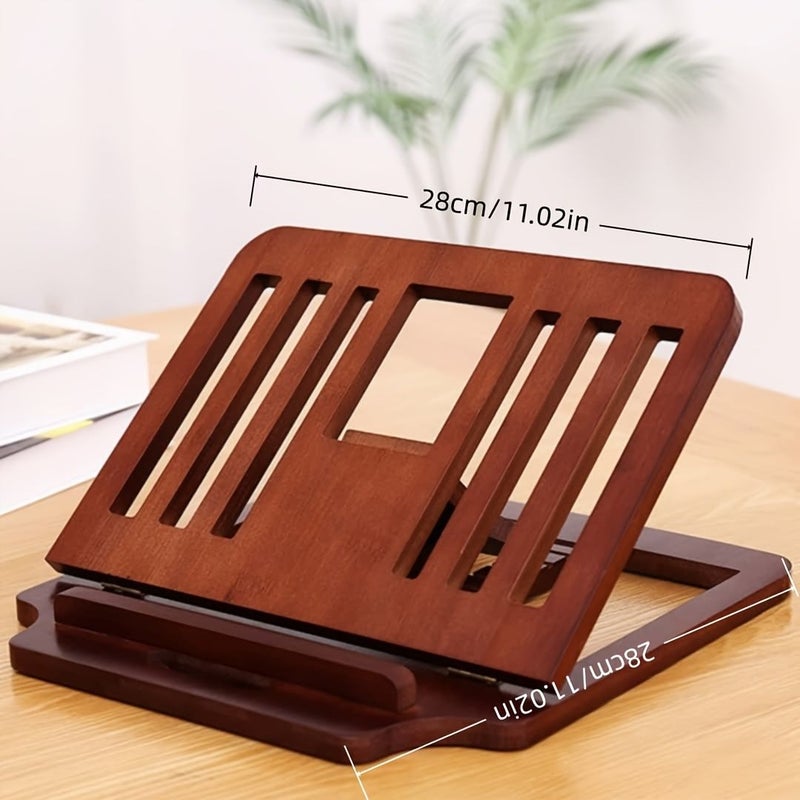 Retro Color Wooden Foldable Laptop Stand Desktop Riser with Cooling Base - Image 2