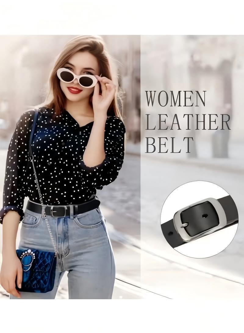 Women's Leather Belts Fashion Dress Belt with Solid Pin Buckle Durable Waist Belt Waistband Soft Leather Belt for Jeans Pants - Image 3