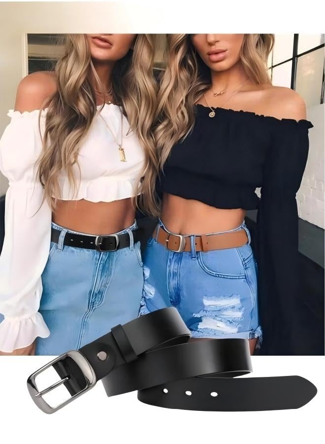 Women's Leather Belts Fashion Dress Belt with Solid Pin Buckle Durable Waist Belt Waistband Soft Leather Belt for Jeans Pants - Image 5