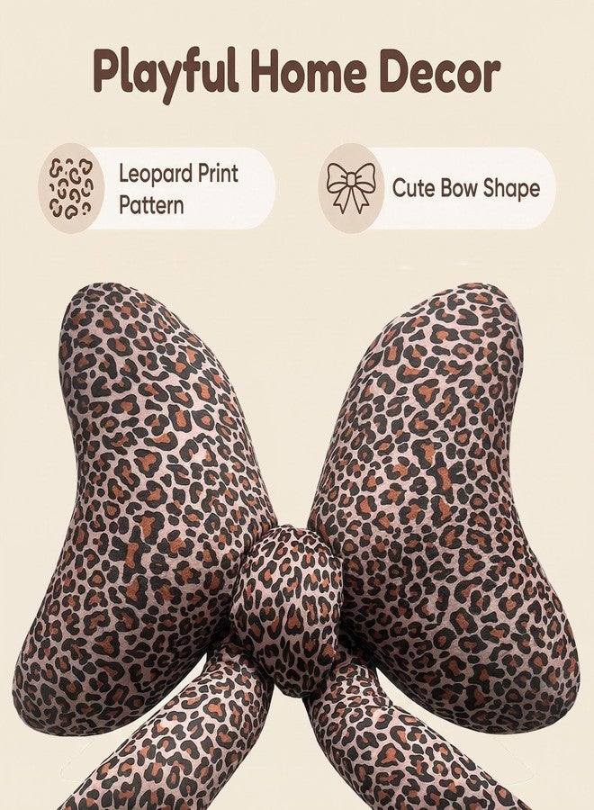 birowtec Coquette Bow Pillow Printing Leopard Large Bow Shaped Pillow Decorative Plush Bow Pillows Preppy Throw Pillow for Sofa Bed Women Room Home Decoration 27inch(Leopard Print) - Image 3