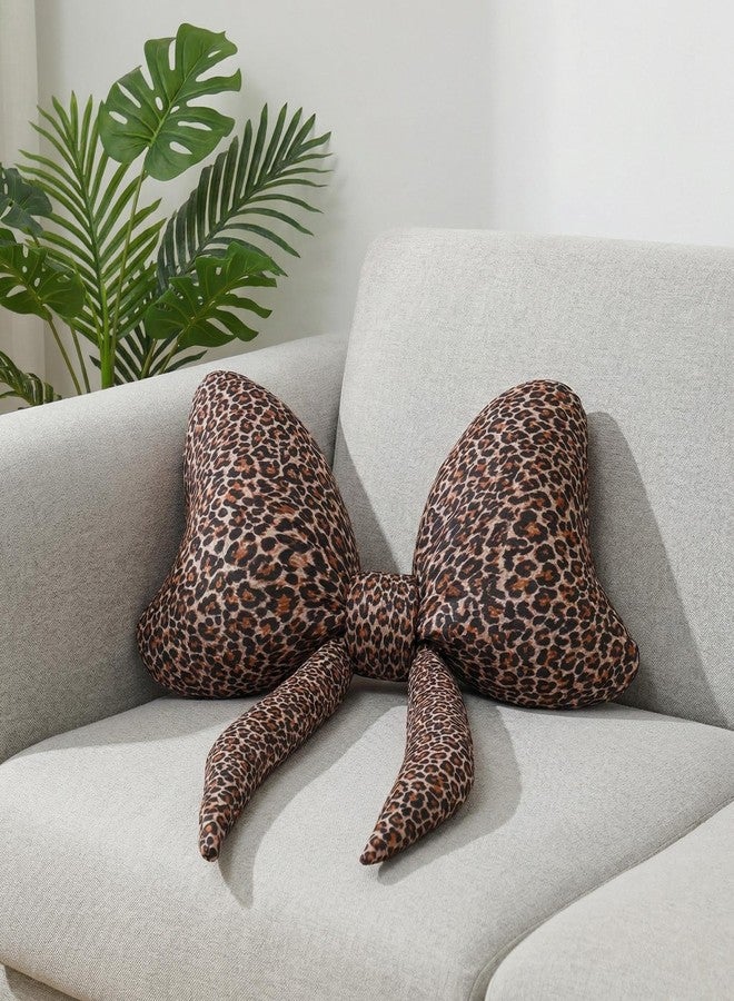 birowtec Coquette Bow Pillow Printing Leopard Large Bow Shaped Pillow Decorative Plush Bow Pillows Preppy Throw Pillow for Sofa Bed Women Room Home Decoration 27inch(Leopard Print) - Image 4
