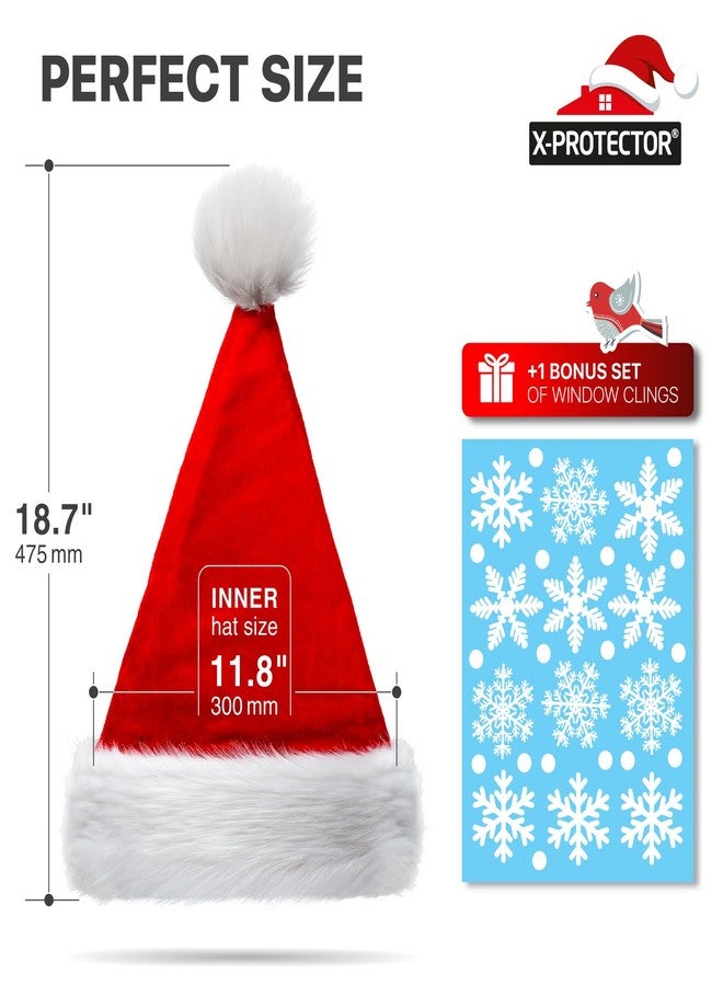 إكس-بروتيكتور قبعة سانتا X-Protector 1 قطعة - قبعة عيد الميلاد الكبيرة للبالغين - قبعات سانتا الحمراء الفاخرة - قبعات عيد الميلاد الفاخرة للنساء والرجال - قبعة عيد الميلاد فائقة النعومة مع مجموعة إضافية من ملصقات النوافذ - عام جديد سعيد! - Image 2