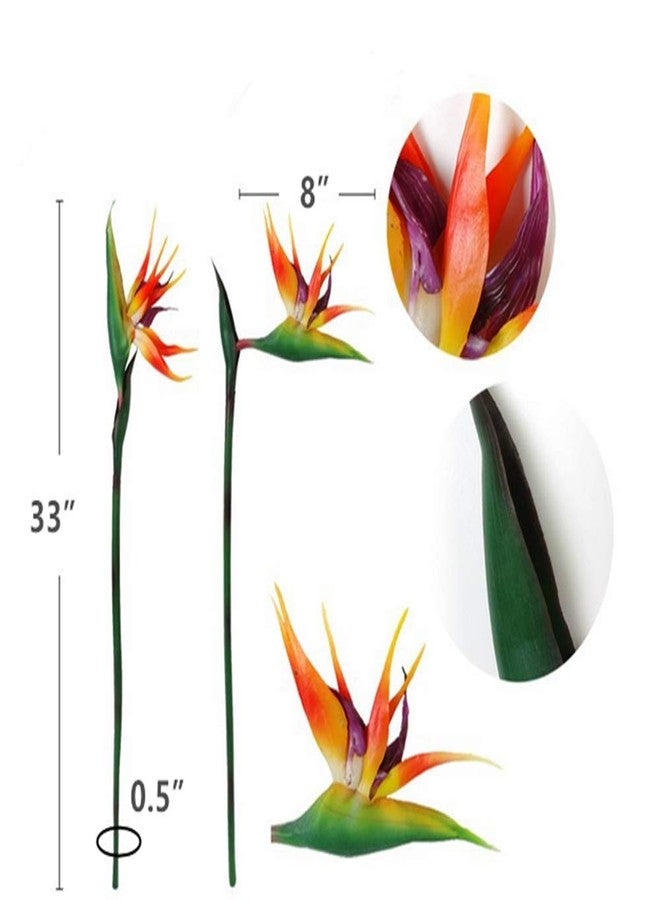 Dodxiaobeul Large Bird of Paradise 32 Inch Permanent Flower,UV Resistant No Fade Flower Part is Made of Soft Rubber PU,Artificial Flower Plants for Home Office 2 Pcs (Orange red) - Image 2