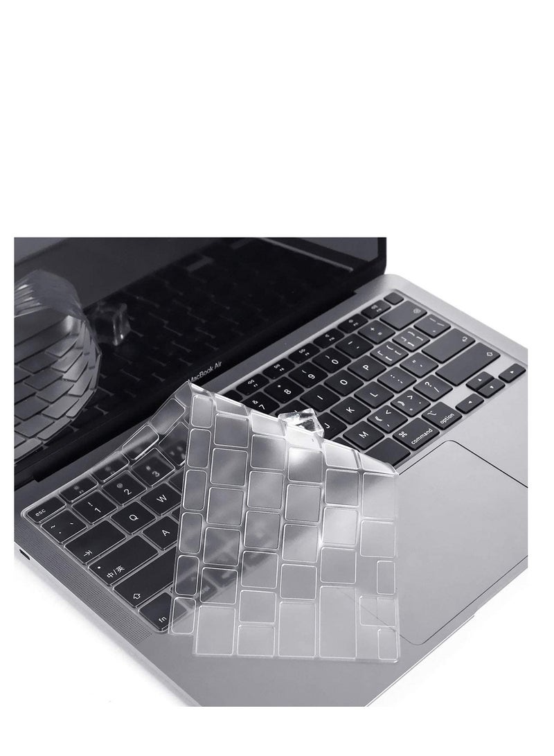 SYOSI Keyboard Cover for New MacBook Air 13 inch Model A2179 A2337 Apple M1 Chip with Touch ID Transparency Keyboard Protective Skin, Ultra Thin TPU MacBook Air Keyboard Cover-TPU/Clearغطاء لوحة المفاتيح لج - Image 1