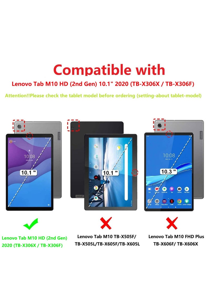 Case for Lenovo Tab M10 HD (2nd Gen) TB-X306X/TB-X306F - PU Leather Smart Shell Stand Cover Case for Lenovo Tab M10 HD (2nd Gen) 10.1 Inch 2020 Tablet(Milky Way) - Image 2
