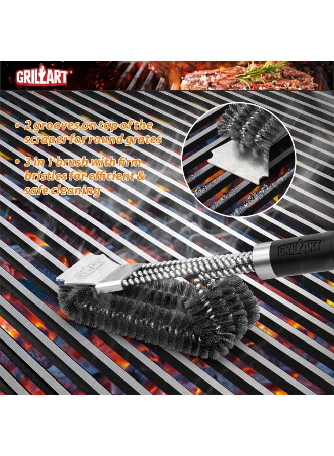 GRILLART Grill Brush and Scraper with Deluxe Handle, Safe Wire Grill Brush BBQ Cleaning Brush Grill Grate Cleaner for Gas Infrared Charcoal Porcelain Grills - Image 4