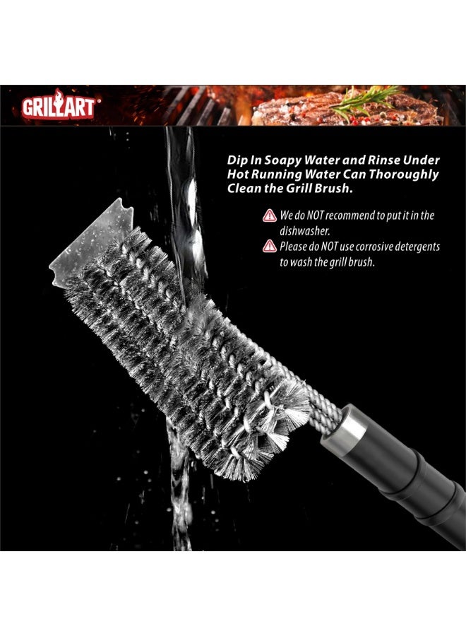 GRILLART Grill Brush and Scraper with Deluxe Handle, Safe Wire Grill Brush BBQ Cleaning Brush Grill Grate Cleaner for Gas Infrared Charcoal Porcelain Grills - Image 5