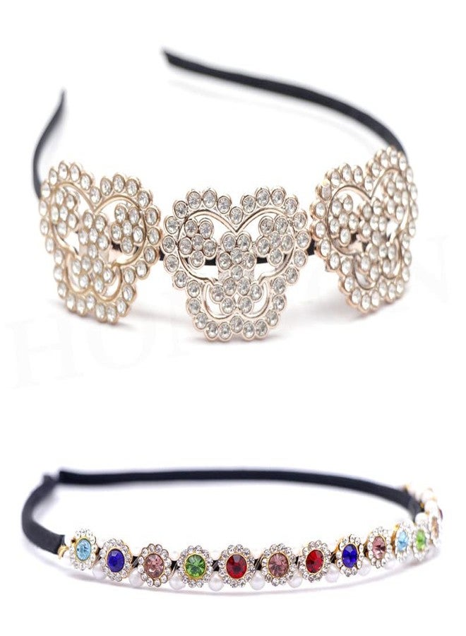 Honbon Fashion Hair Band Women Girls Plastic Crystal Hairbands Headband Beautiful Jewelry Headwear Hair Band Accessories Stylish Shining Headwear 2pcs - Image 1