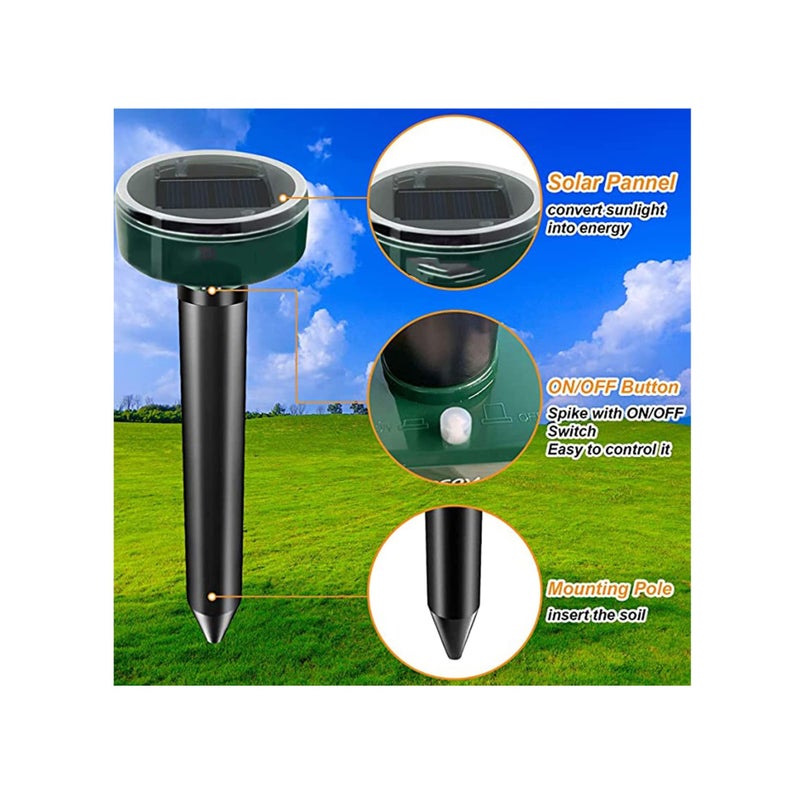 Zikra Solar Mole Repellent Ultrasonic, 1Pcs Gopher Mole Stopper Solar Powered, Sonic Mole Deterrent Groundhog Chipmunk Snake Rodent Vole Spikes Chaser Squirrel Rat Control Lawn Garden Yard - Image 2